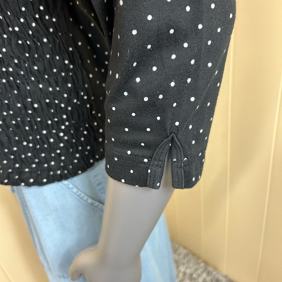 Beverly's Pumpkin Autumn Blouse Womens L Black White Polka Dot Crinkle Fabric - Picture 8 of 13